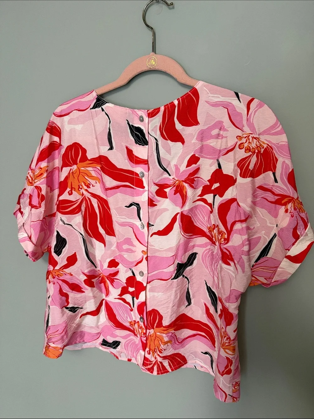 NWOT Melloday 2-Piece Floral Matching Set Pink Wide Leg Pants & Blouse